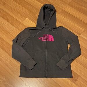 The North Face Gray/Pink Logo Women's Hoodie, Sz L